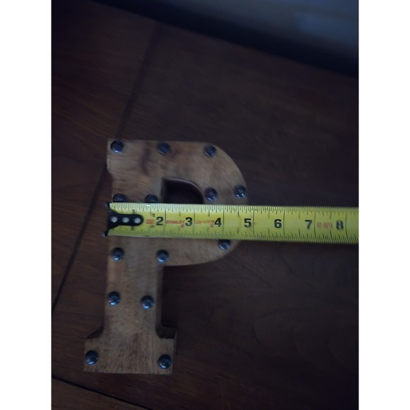 Wooden Letter "P" - Free Standing Block Studded Decoration Wood Farmhouse‎ - Picture 2 of 3